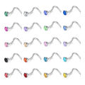 ZS 20pcs CZ Stainless Steel Nose Studs Crystal Lot 20G Nose Piercing Septum Studs For Unisex Body Piercing Fashion Jewelry Women.
