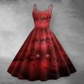 Tie-Dye Blood Halloween Print Women For Costume Vampire Bloody Ghost Dress Masquerade Cosplay Horror Bride Sleeveless Vestidos. 