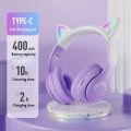 Cat Ear Headphone Bluetooth Wireless Music Headset Gradient Color LED Light with Mic Gamer Earphone Kids Lovely Christmas Gifts. 