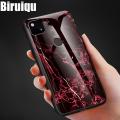 Biruiqu For Google Pixel 4A Shockproof Fashion Marble Tempered Glass Back Case Cover.