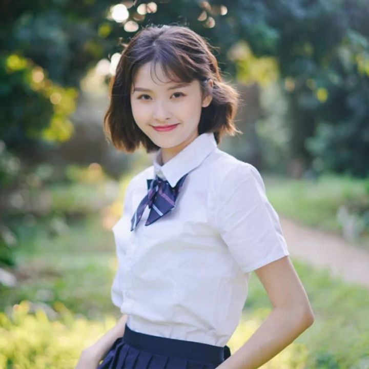 jkBusiness Attire College Style Graduation Summer High School Student Sports Shirt Singing Performance Pleated Skirt School Uniform Suit