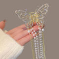 Pearl Tassel Butterfly Hair Claw Vintage Long Pendant Hair Clips Fashion Girl Hair Accessories. 
