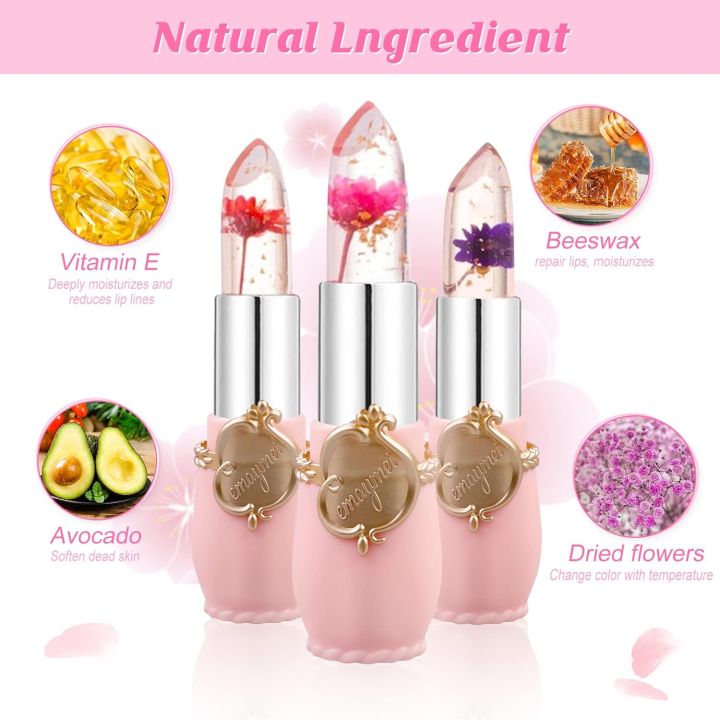 1pcs/%206pcs%20emaymei%20Transparent%20Jelly%20Change%20Lipstick%20Waterproof%20Crystal%20Jelly%20Lipstick%20with%20Flower%20Inside%20%7C%203.8gm%206%20Shades%20Available%20-%20Image%207