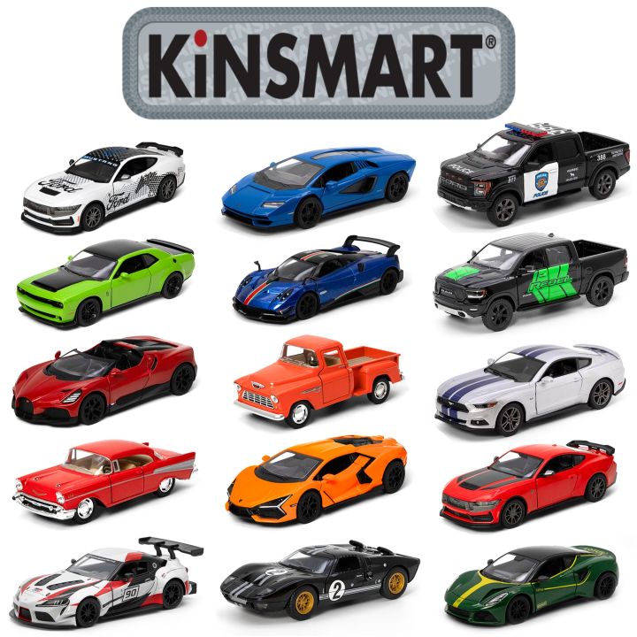 KiNSMART Metal Toy Car Model For Children Boys 1:36 Ford Mustang Porsche 911 Dodge Bugatti Chiron BMW Pickup Truck GT Sport Race