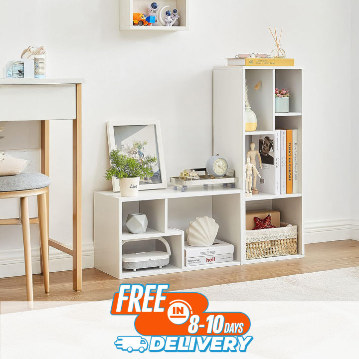 7-Cube Organizer Bookcase Sets, Fits Tallest Hardcovers, 3-Tier Customized Storage Display Shelf, Free Standing for Living Room, Bedroom, Kids Room, Office by Nahid Furniture