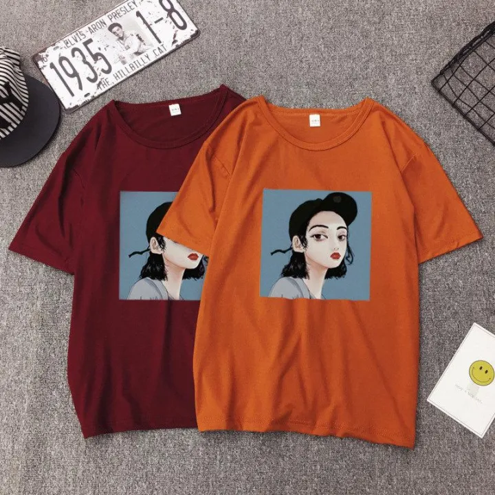 Korean%20Fashion%20Short-Sleeved%20Female%20Xia%20Han%20Edition%20Student%20Ulzzang%20Tide%20Brand%20Women's%20Loose%20Retro%20Port%20Taste%20Women's%20T-Shirt%20Girl%20-%20Image%205