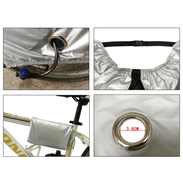 LI Bike Cover 190T Outdoor Waterproof Bicycle Covers With Lock Holes Reflective Strips For Mountain Road Bikes