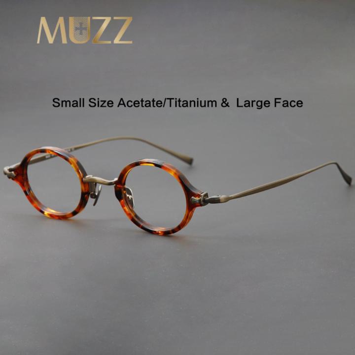 Small Size Acetate Titanium Glasses Frame Men Retro Round Large Face  Prescription Eyeglasses Women Optical Spectacles Eyewear