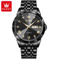 Olevs 9941 Black Stainless Steel Analog Wrist Watch For Men.