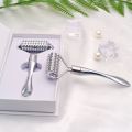 Stainless steel pointed roller spatula massage ball stone face roller massager to improve neck facial beauty skin care tool. 