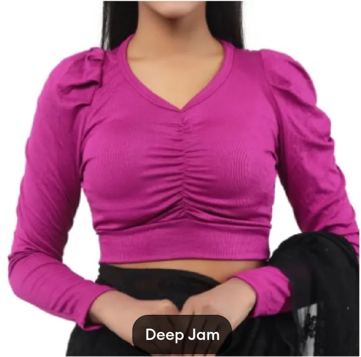 Cotton%20Half%20Body%20long%20Sleeve%20Crop%20Tops%20Blouse%20for%20Women%20-%20Image%204