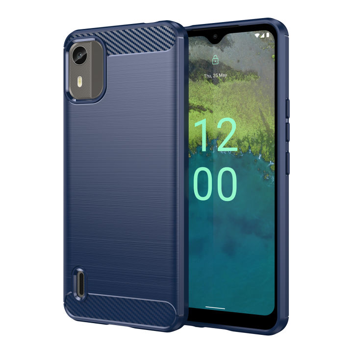 NOKIA C12 Pro Carbon Fiber Blue Color Premium and Camera Protection Soft Mobile Back Cover for Nokia C12 Pro