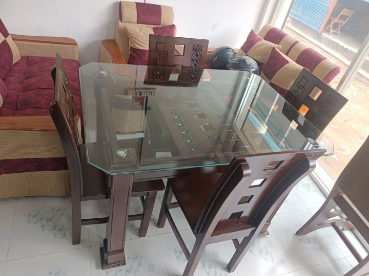 Malaysian Processing Wood Dining Table Set - Smooth finishing