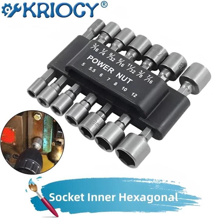 14pcs/9pcs Power Nut Driver Drill Bit Set Hexagonal Shank Hex Nut Socket 1/4 Screw Metric Driver Tool Set Adapter Drill Bit
