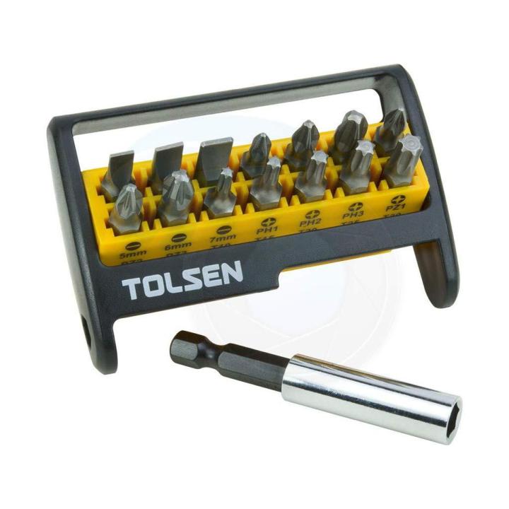 TOLSEN 15Pcs Magnetic Bit Holder Set for Cordless Screwdriver Screwdriver Drill 20365 - Kings Trading