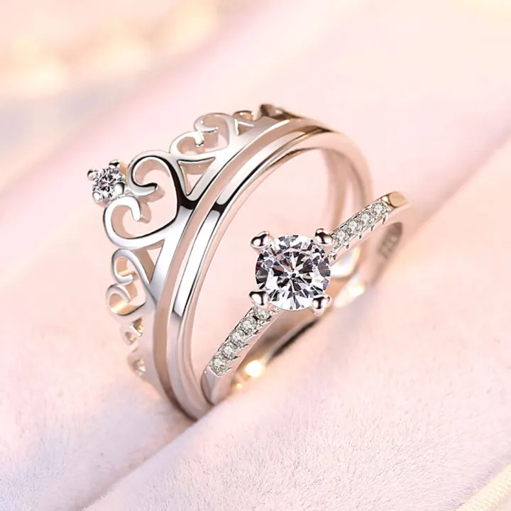 Jewelry%20Simple%20Crown%20Inlaid%20Personalized%20Fashion%20Qixi%20Couple%20Ring%20-%20Image%202