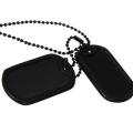 LALA Men Black Military Army 2 Dog Tags Chain Pendant Necklace N045. 