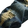 Men Dark Blue Ripped Jeans Denim Destroyed Cotton Casual Hole Ruined Trousers For Male Fashion Long Plus Size 28-42.