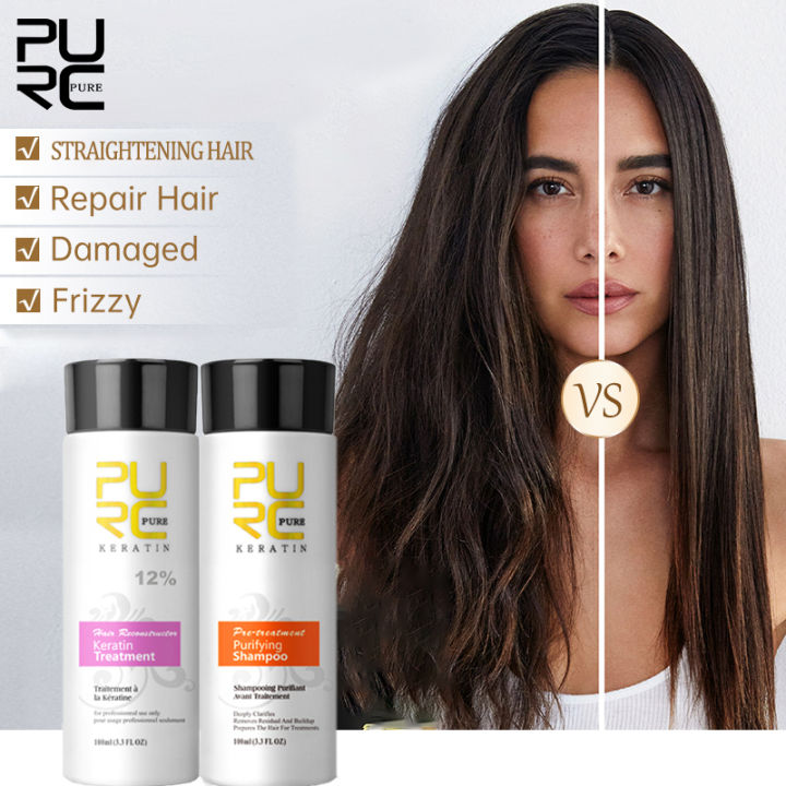 PURC Keratin Hair Treatment Set Formalin Hair Straightening Cream Smoothing Hair Repair Dry Scalp Care Purifying Shampoo Kits