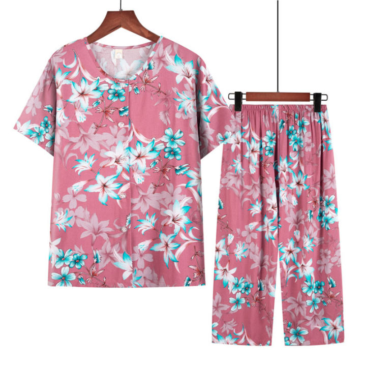 Middle-aged%20and%20elderly%20cotton%20silk%20pajamas,%20women's%20summer%20thin%20short-sleeved%20two-piece%20suits,%20summer%20cotton%20cotton%20silk%20home%20clothes%20can%20be%20worn%20outside%20-%20Image%207