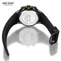MEGIR Sports Chronograph Quartz Watches for Men Silicone Strap Wateproof Luminous Wristwatch Man Relogios Masculino 2106. 