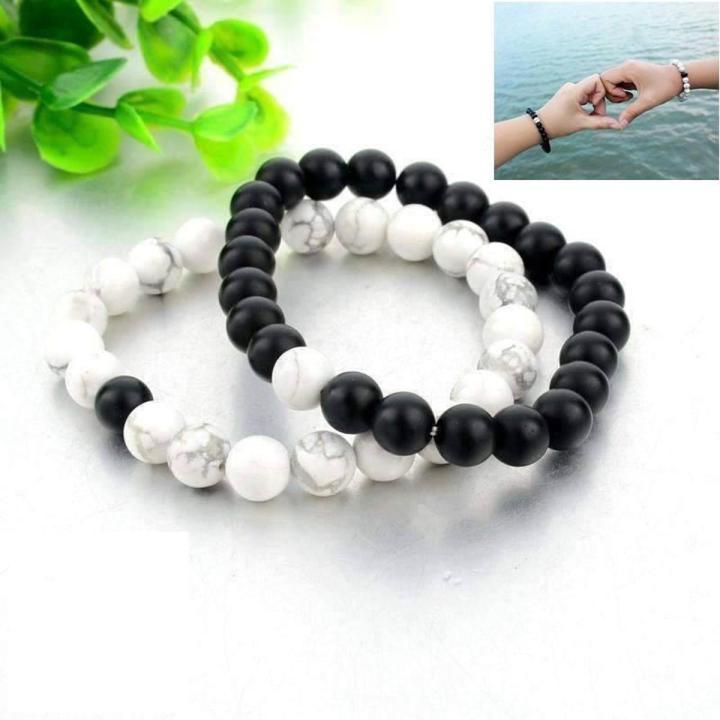 Gun Black Stone Dumbbell Bracelet Men
