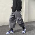 insFashion Cargo Pants Male Korean Trendy Hong Kong Style Student Drawstring Ankle-Tied Loose Ninth Straight Casual Pants. 