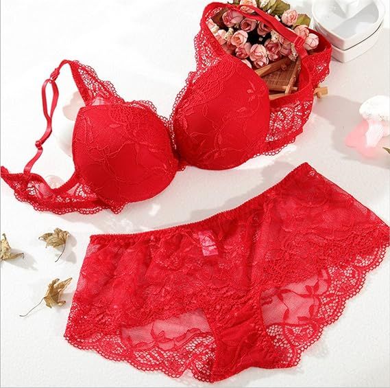 Soft Comfortable Net Pushup Foam Bra and Panty Set for Sexy Women Couple