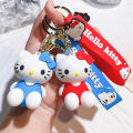 Kawaii Sanrio Hello Kitty Keychain Kawaii SanrDoll Cute Kitty Pvc Key Chain Soft Rubber Car Key Ring Women Bag Pendant Girl Gift.
