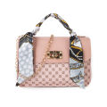 Women's bag 2022 new circle color matching chain silk scarf small square bag casual mobile phone bag gift live package foreign trade.