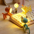 1 Pcs LED Mini Night Light Cute Dog Deer (Random color) Foldable Desk Table Lamps Desktop Book Light Kids Room Bedside Bedroom Holiday Gifts.
