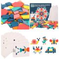 180pcs Wooden 3D Jigsaw Puzzle Tangram Montessori Educational Learning Toys Gifts Geometric Shape Puzzles Toy for Children Gifts. 