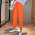 Jielur Candy Color Orange Pink Gray Sports Pants Female Street Leisure BF Harem Pants S-XL Autumn Women Sweatpants BQ. 
