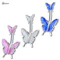 1.5mm Pin Blingbling Sequins Butterfly Belly Piercing Bar Surgical Steel Navel Ring Belly Button Rings for Women Earring Jewelry. 