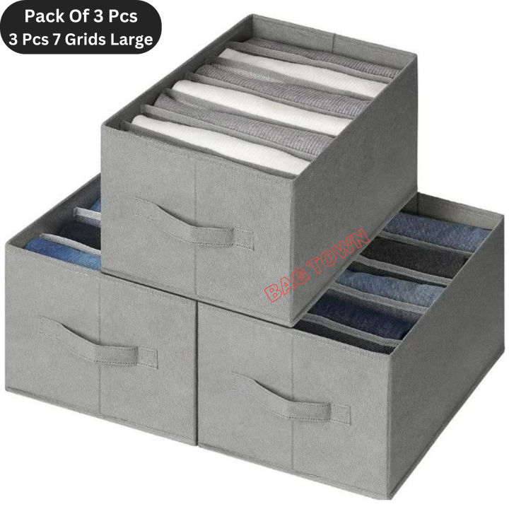 7Grids Large Cloth Organizer Box 3 Pcs Closet Storage drawer divider storage organizer Box. Material