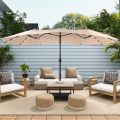 Rectangular Outdoor Umbrella With Base Included Patio Furniture Outdoor Set 15 Ft Extra Large Patio Umbrella With Solar Lights.