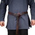 Medieval Belt for Men Cosplay Prop Renaissance Costume Embossed Larp Accessories O Ring Belt , Brown.