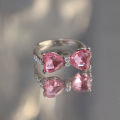 Y2K Girls Princess Pink Bowknot Zircon Ring for Female Delicate Sweet Girl Zircon Ring Birthday Party Jewelry Accessories.