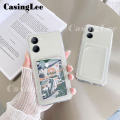 For Vivo Y03 Case Soft Card Bag Case Card Holder Transparent Wallet Cover For VIVO Y03 Back Cover Phone Cases.
