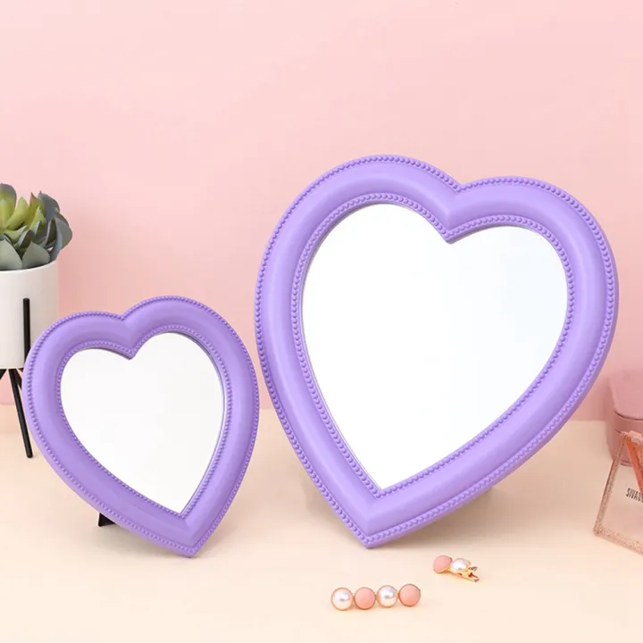 NYT%20Love%20Mirror%20Desktop%20Makeup%20Mirror%20Wall%20Mounted%20Dual-Use%20Vanity%20Mirror%20Girl%20Room%20Wall%20Decor%20Heart-Shaped%20Mirrorpink%20S%20-%20Image%203