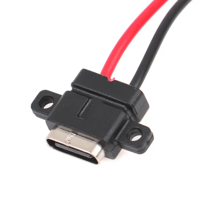 TypeC%202Pin%20Waterproof%20Female%20USB%20C%20Socket%20Port%20With%20Screw%20Hole%20Fast%20Charge%20Charging%20Interface%20USB%20Connector%20With%20Cable%20H11.5mm%20Hudduo%20-%20Image%203