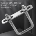 2Sets Durable 304 Stainless Steel Square Clamp With Baffle Right Angle U-bolt Pipe U-clamp Screw M6 Squa Bolt. 