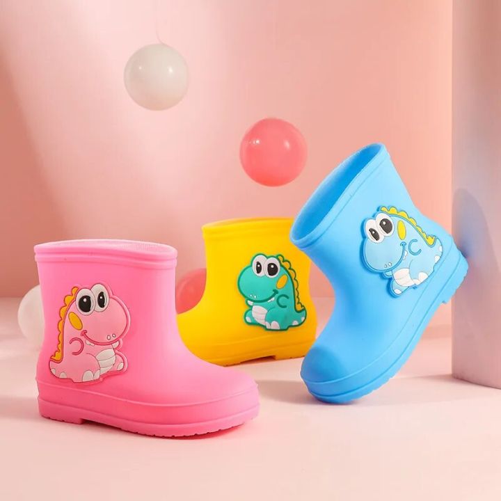 Kids Rain Boots 2023 New Non-slip Cartoon Girl's Boot Toddler Boys Warm Waterproof Cotton Shoes Slip on Children's Rubber Boots