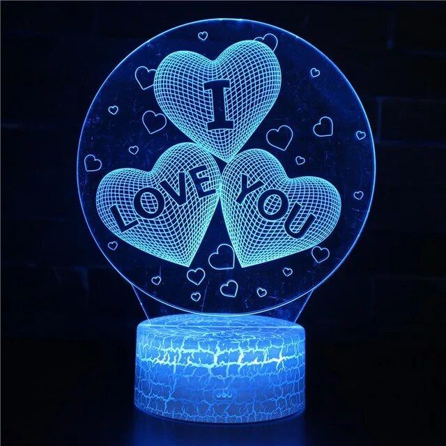 【Cathery Baby Store】Valentine's Day Love Heart engaged 3D Lamp LED USB Creative 3d Night light Color Change Acrylic Touch Switch lamp