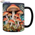 Ceramic Mushroom Mug 3d Mushroom Print Coffee Mug Heat Resistant Ceramics Portable Colorfast Office Kitchen Mug 300ml Capacity White Ceramic Mug.