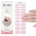 20/16Tips/Sheet Semi-Cured Gel Nail Patch Pink Tulip Flower Adhesive Sliders Long Lasting Full Cover Nail Stcikers UV Lamp Neede.