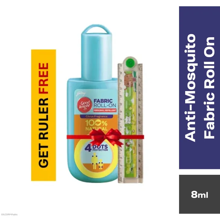 Good knight 100% Natural Mosquito Repellent Fabric Roll-On | Bubblegum - 8 ml with Free Ruler