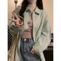 Mint Green Sun Protection Shirt Women's Summer New Korean Style Lazy Style Thin Loose Shirt Mid-Length Coat.