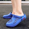 Cross-border couple beach shoes men's hole shoes one line sandals light and soft foreign trade king size 47-48-49 sandals.