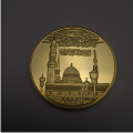 The mosque Saudi Arab 999 Gold Plated Coin badge Rock dome 24K real gold plated Coins Souvenir Gifts 40mm Drop Shipping. 